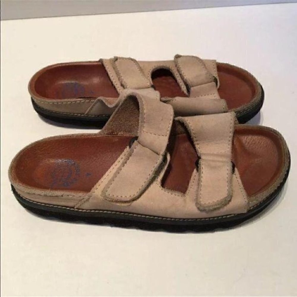 Landsend Sandals Size 4 Beige Suede Sticky Strap Vintage 80s View 3